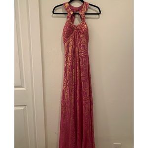 Aidan Mattox Pink and Gold Dress